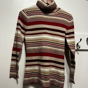 Striped Red and Beige Women's Sweater
